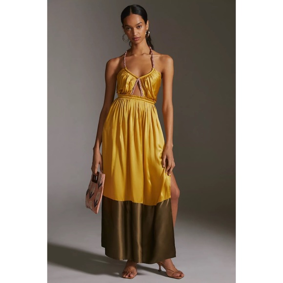 Anthropologie Silk Colorblocked Maxi Dress - Picture 9 of 12